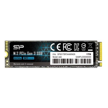 Dysk SSD Silicon Power A60 1TB M.2 PCIe NVMe Gen3x4 TLC 2200/1600 MB/s (SP001TBP34A60M28)