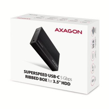 AXAGON EE35-GTR USB-C 3.2 Gen 1 - SATA 6G, Obudowa Zewnętrznego Dysku Twardego 3.5", Ryflowana - Czarna