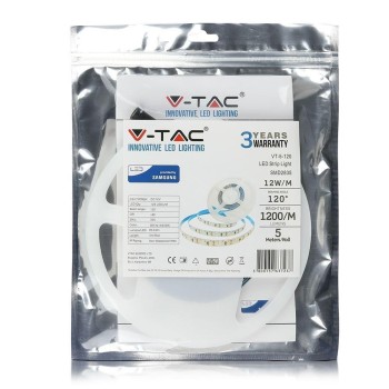 Taśma LED V-TAC VT-5-120 600LED SAMSUNG CHIP 2835 12V IP20 12W/m 6000K 1200lm (SKU 325)