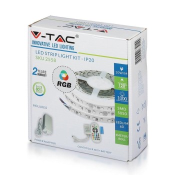 Taśma LED V-TAC VT-5050 60 IP20-RGB SMD5050 12V 230V IP20 10W/m 1000lm (SKU 2558)