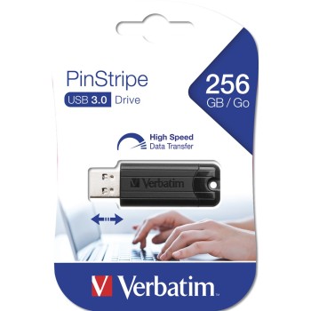 Verbatim PinStripe pamięć USB 256 GB USB Typu-A 3.2 Gen 1 (3.1 Gen 1) Czarny